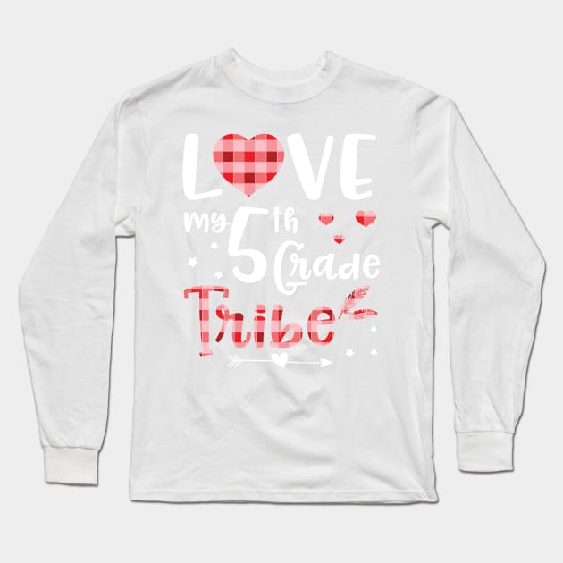 Teacher Students Seniors Love My 5th Grade Tribe Happy First Day Of School Long Sleeve T-Shirt by Cowan79